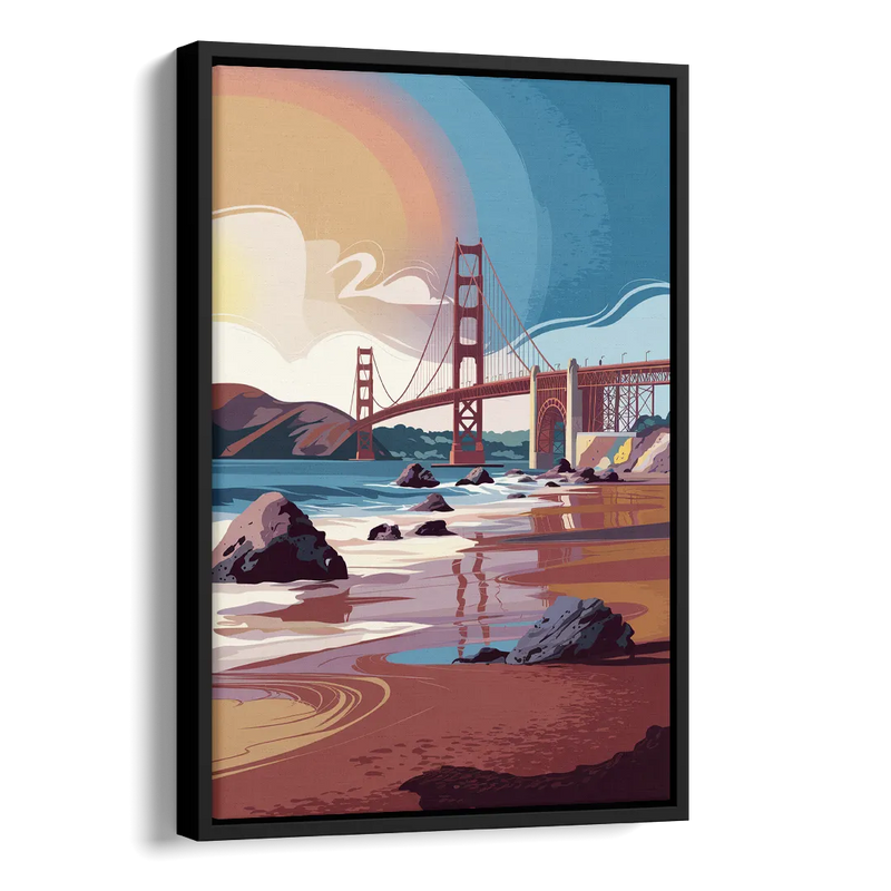 San Francisco Coastal Beauty Side - Black Canvas Wall Art