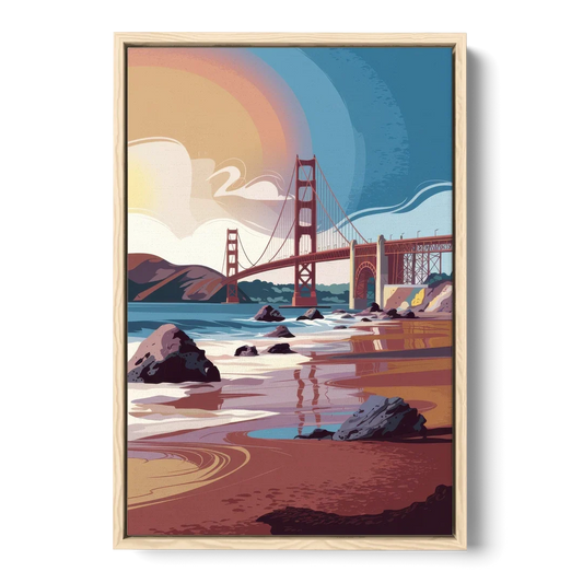 San Francisco Coastal Beauty - Oak Framed Canvas Wall Art - Front