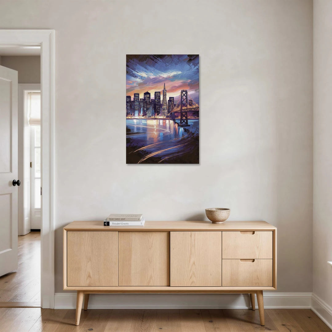 San Francisco Downtown Lights - Canvas Wall Art - Coffee Table - 24x36