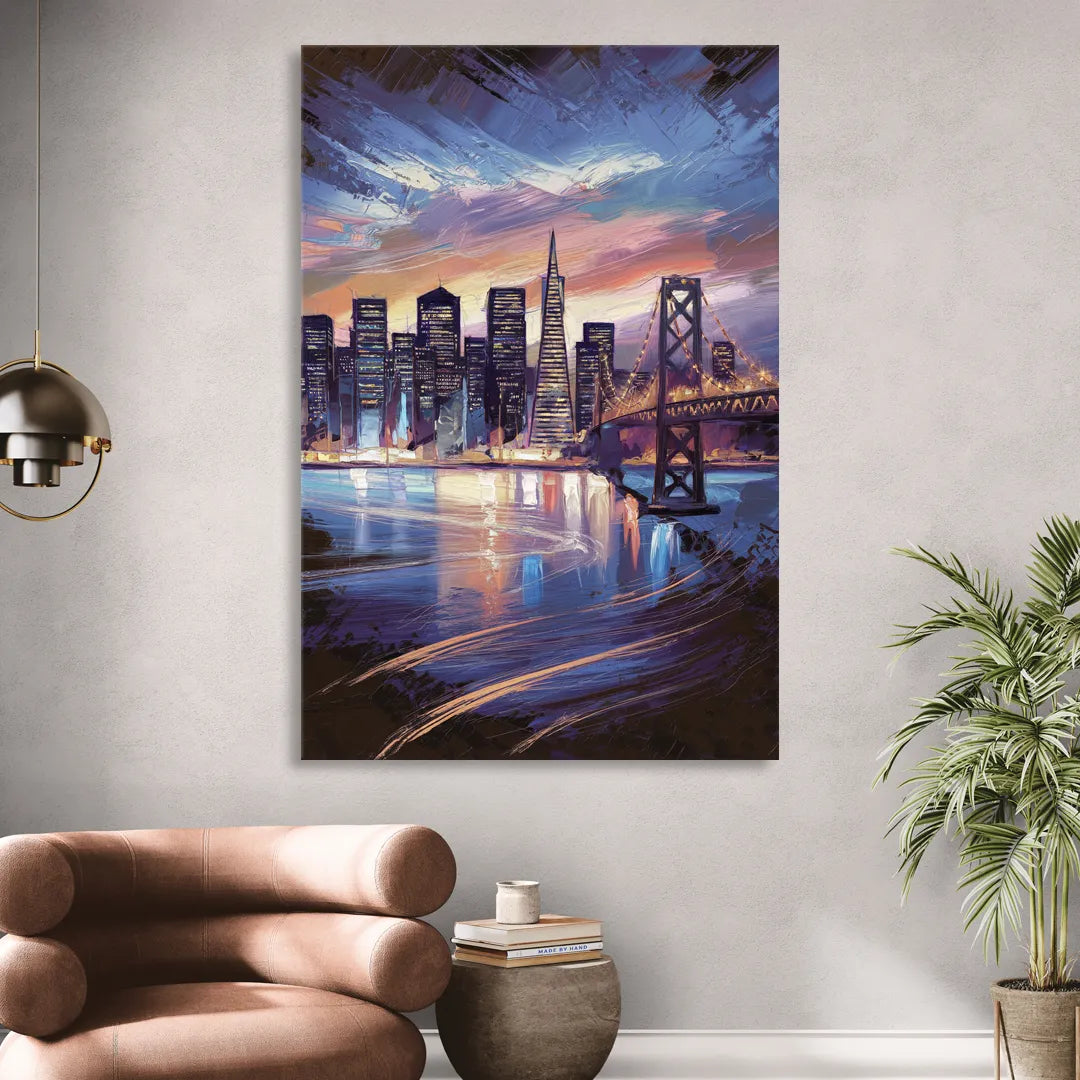 San Francisco Downtown Lights Sitting Room - Canvas Wall Art