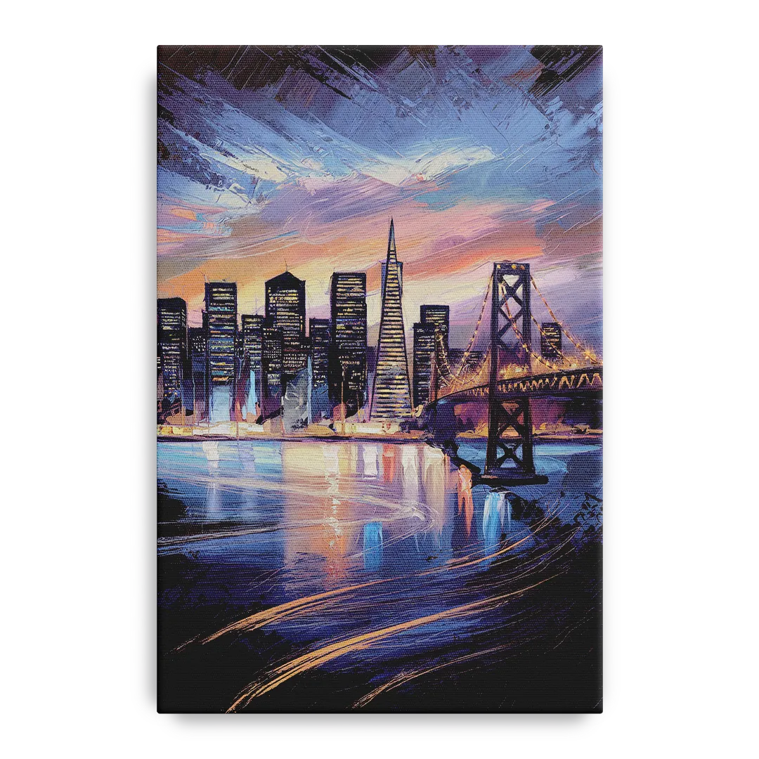 San Francisco Downtown Lights Front - Canvas Wall Art
