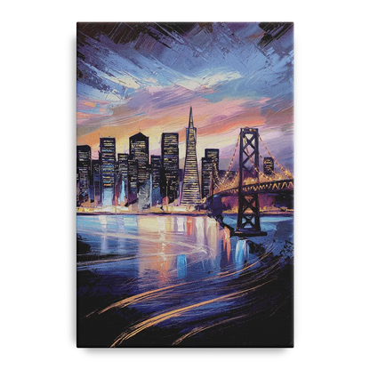 San Francisco Downtown Lights Front - Canvas Wall Art