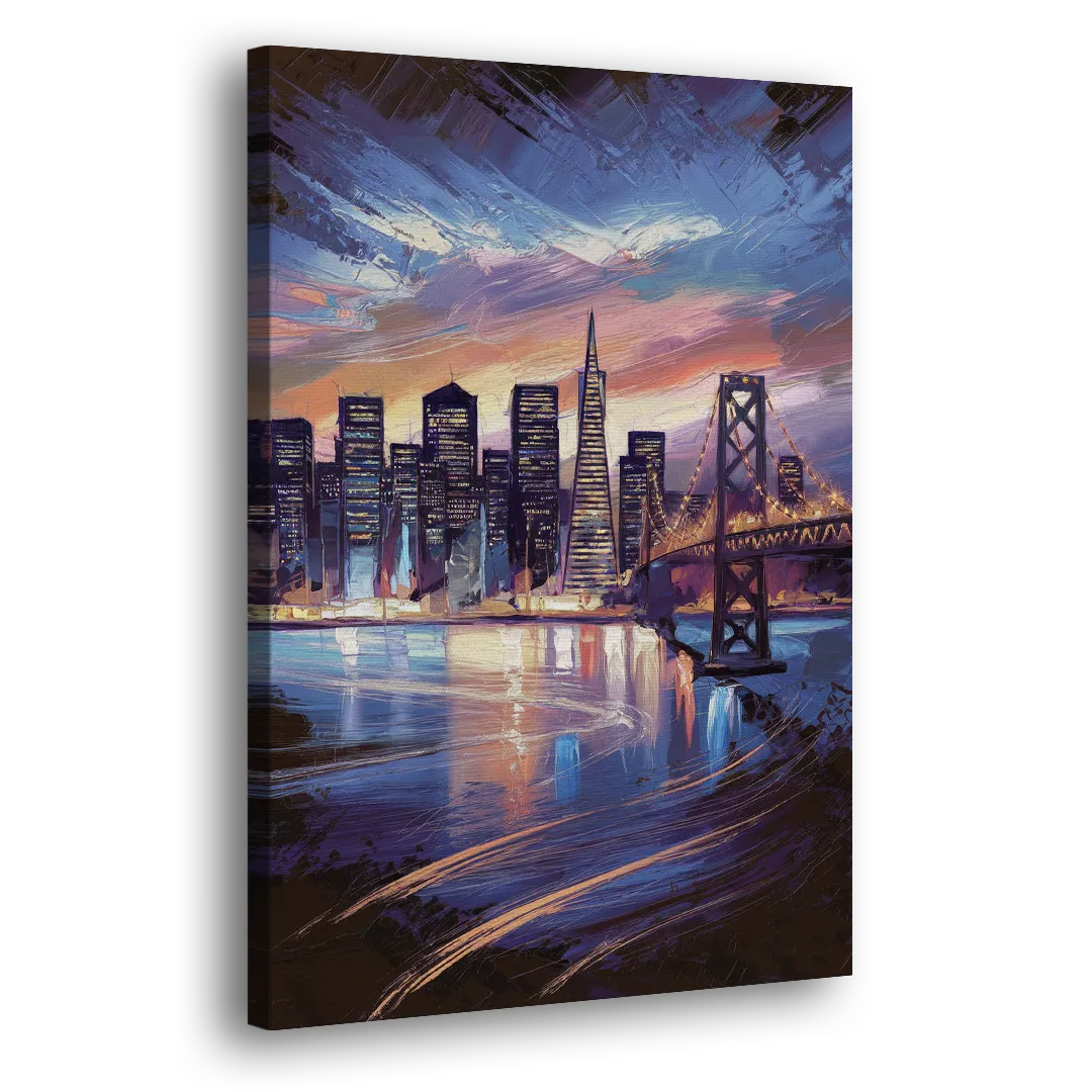 San Francisco Downtown Lights Side - Canvas Wall Art
