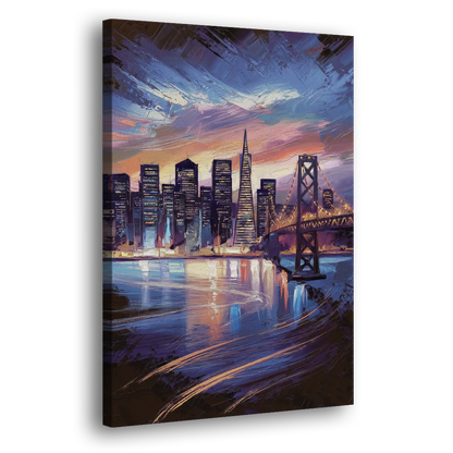 San Francisco Downtown Lights Side - Canvas Wall Art