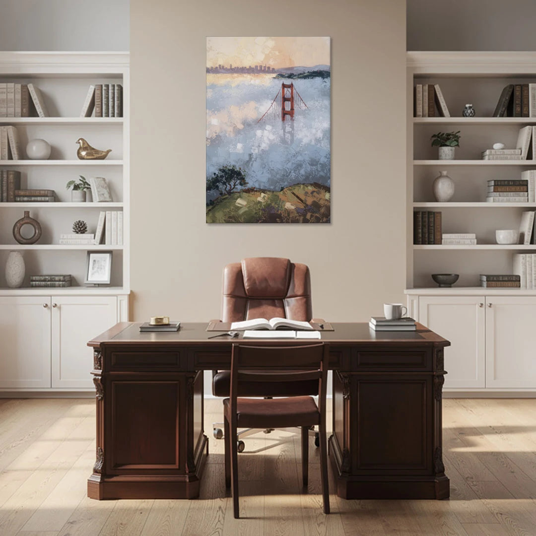 San Francisco Foggy Morning - Canvas Wall Art - Office - 32x48