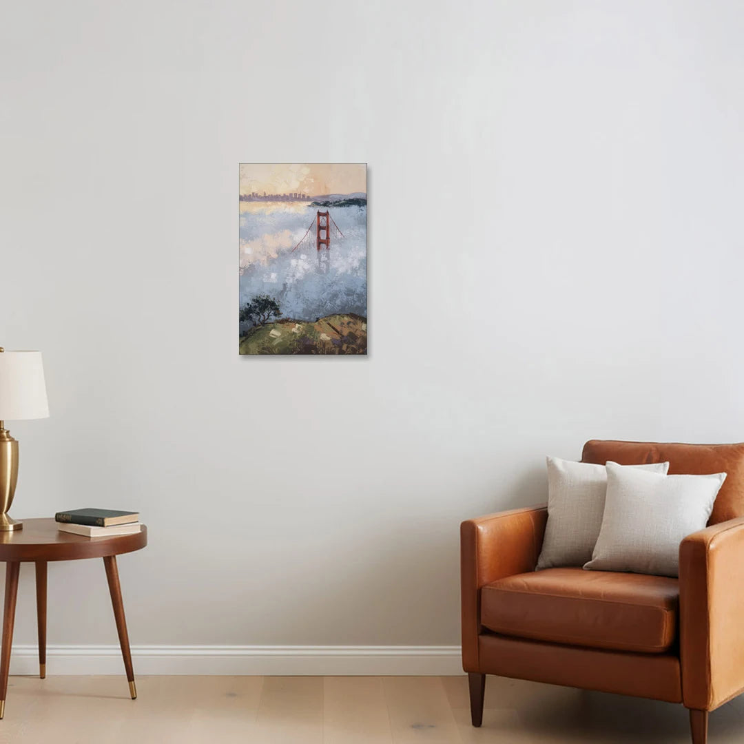 San Francisco Foggy Morning - Canvas Wall Art - Sofa - 16x24