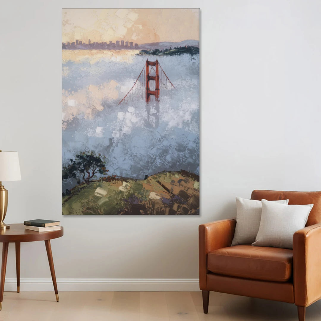 San Francisco Foggy Morning - Canvas Wall Art - Sofa - 40x60