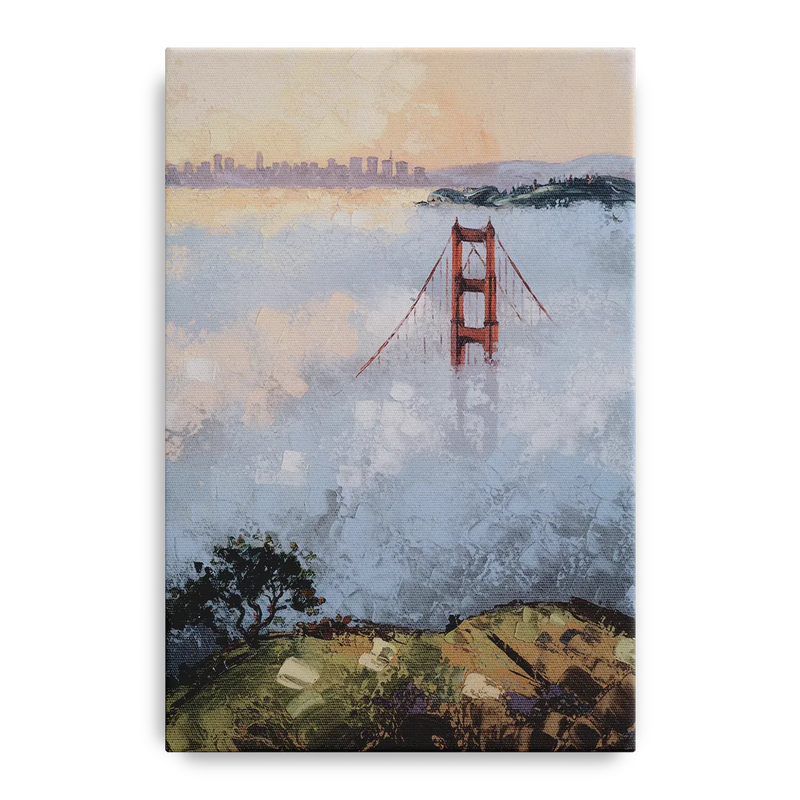 San Francisco Foggy Morning Front - Canvas Wall Art