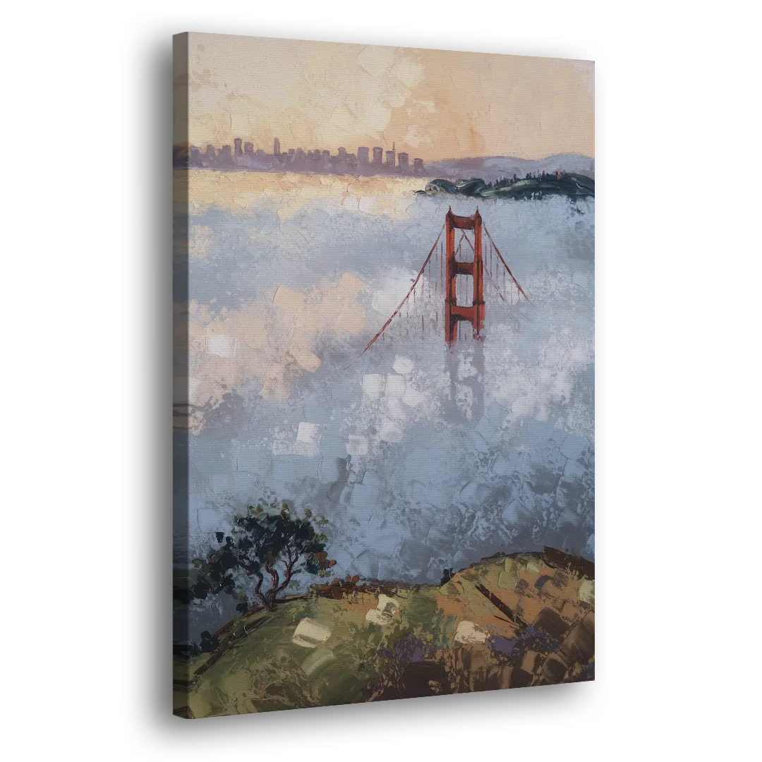 San Francisco Foggy Morning Side - Canvas Wall Art