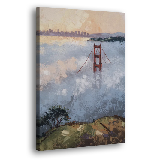 San Francisco Foggy Morning Side - Canvas Wall Art