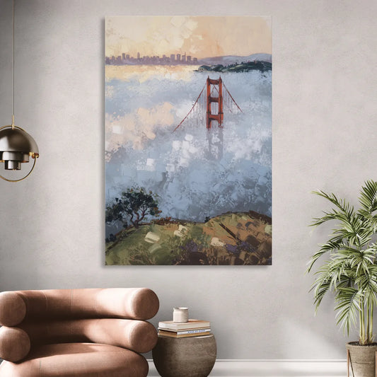 San Francisco Foggy Morning Living Room - Canvas Wall Art