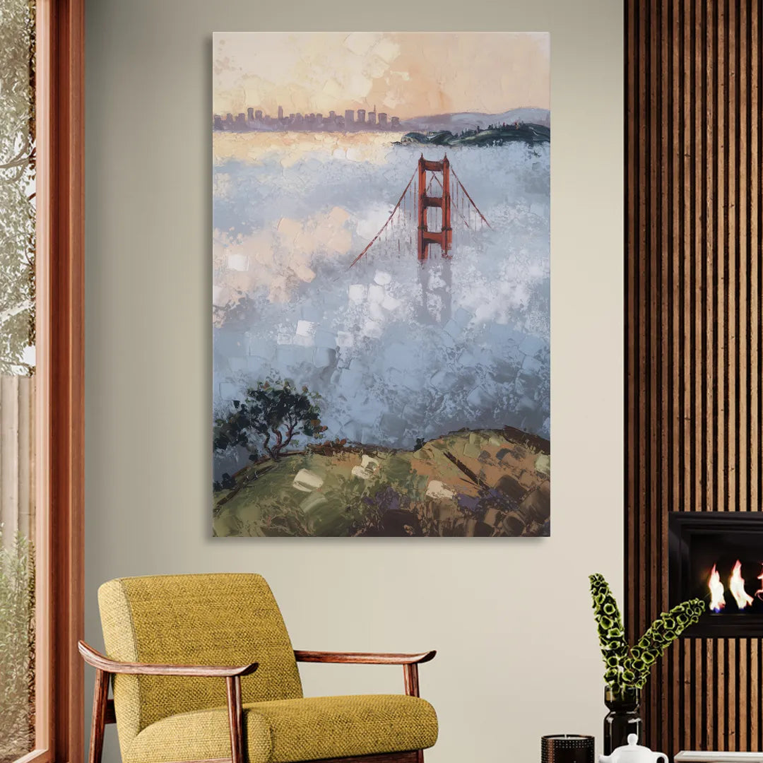 San Francisco Foggy Morning Sitting Room - Canvas Wall Art