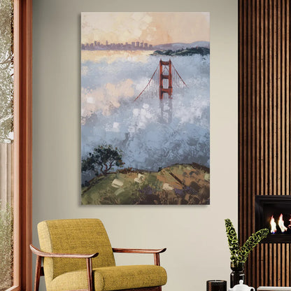 San Francisco Foggy Morning Sitting Room - Canvas Wall Art