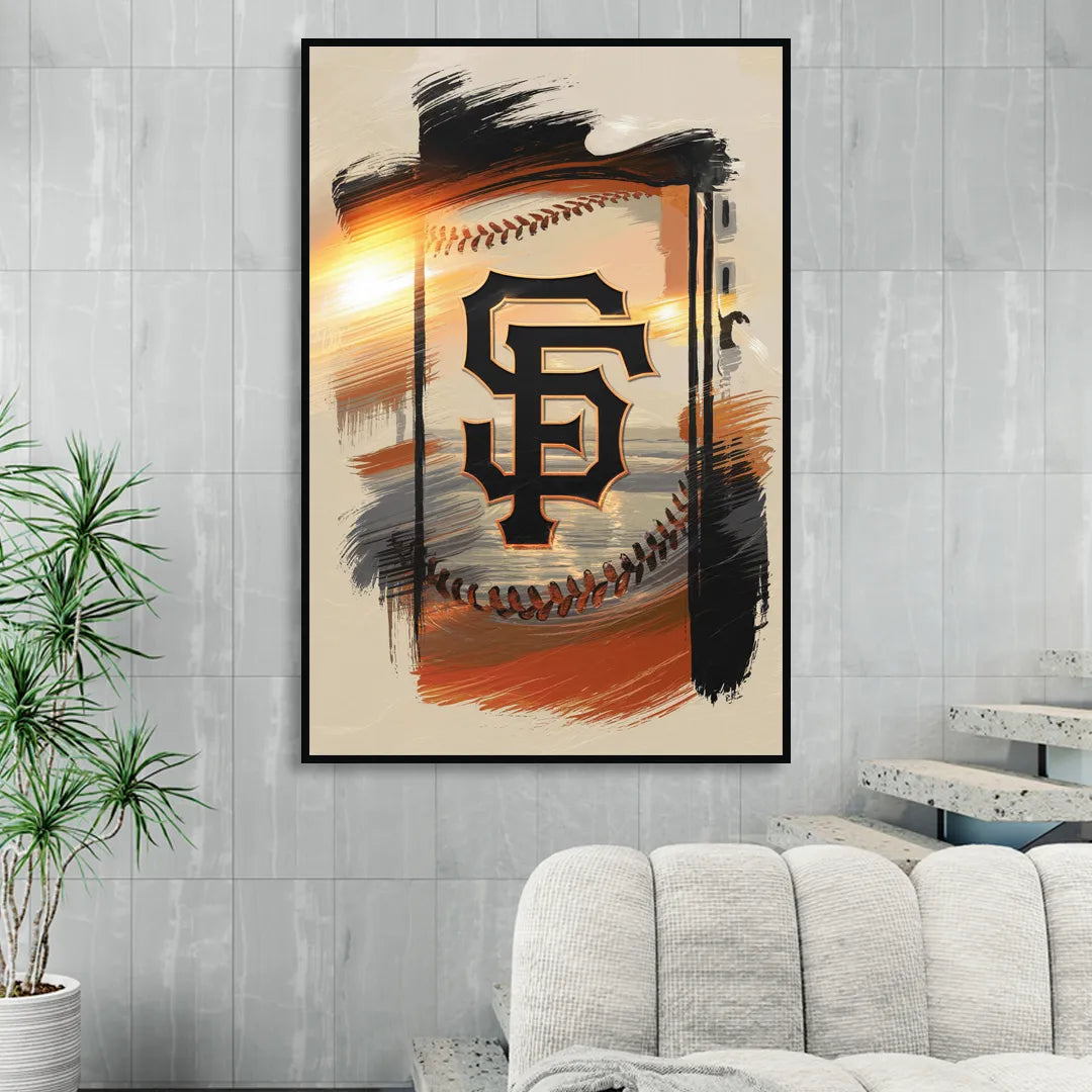 San Francisco Giants Logo Design Living Room - Black Canvas Wall Art