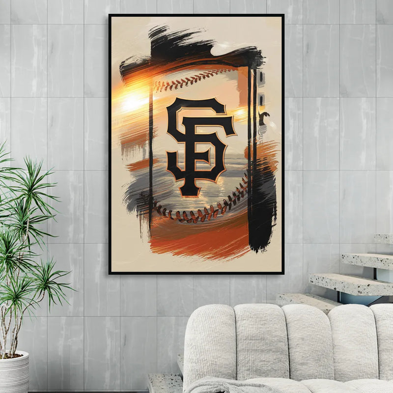 San Francisco Giants Logo Design Living Room - Black Canvas Wall Art
