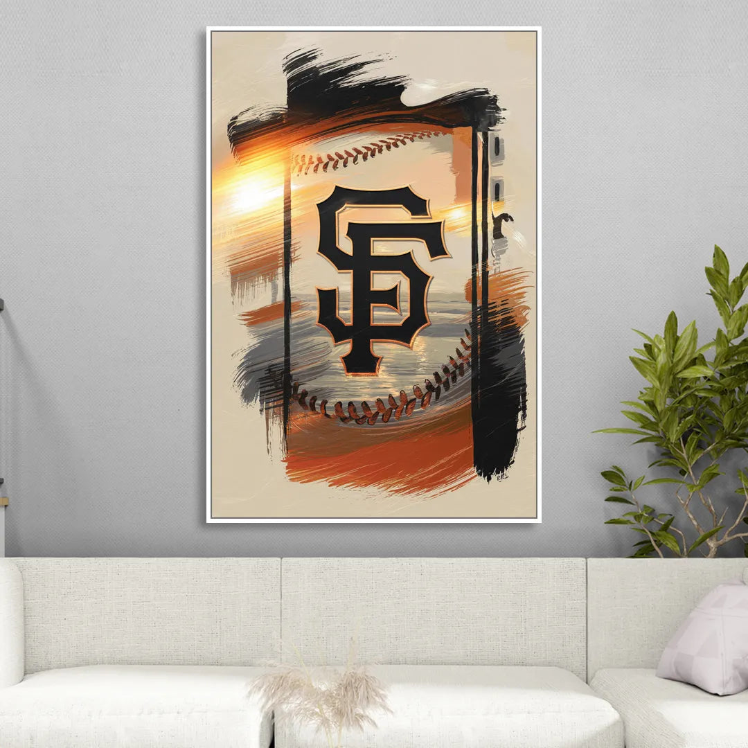 San Francisco Giants Logo Design Living Room - White Canvas Wall Art