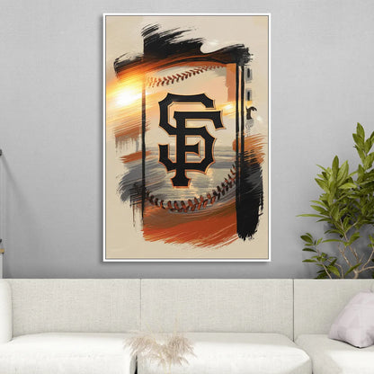 San Francisco Giants Logo Design Living Room - White Canvas Wall Art