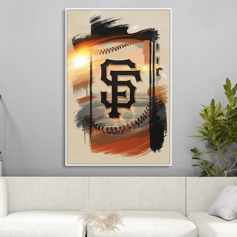 San Francisco Giants Logo Design Living Room - White Canvas Wall Art