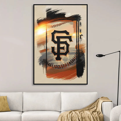 San Francisco Giants Logo Design Sitting Room - Black Canvas Wall Art
