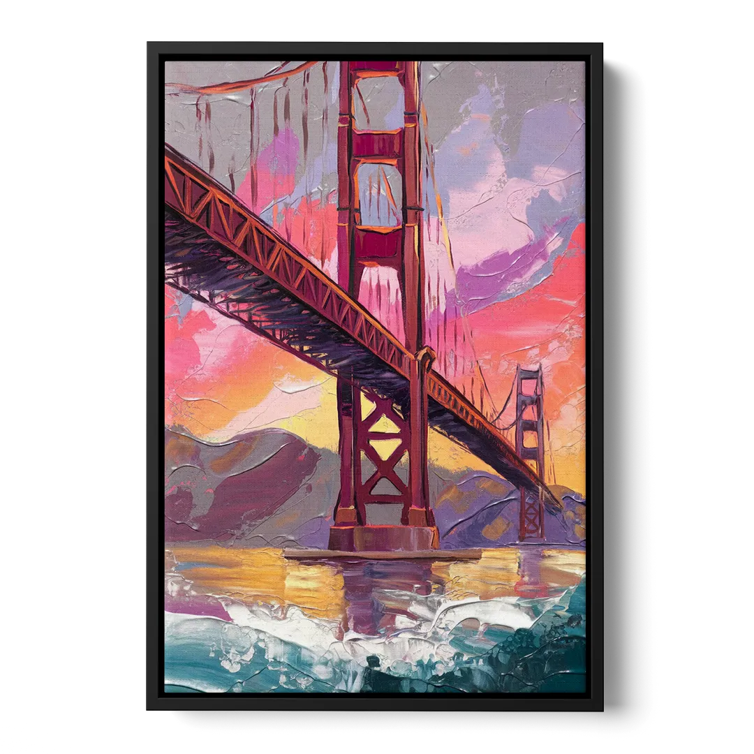 San Francisco Golden Gate Bridge Front - Black Canvas Wall Art