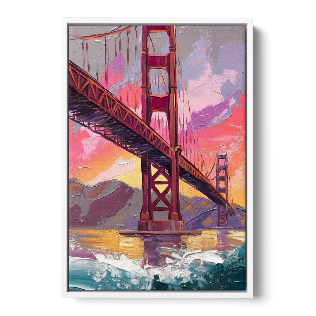 San Francisco Golden Gate Bridge Front - White Canvas Wall Art