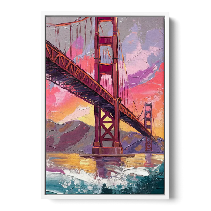 San Francisco Golden Gate Bridge Front - White Canvas Wall Art