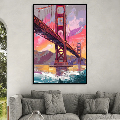 San Francisco Golden Gate Bridge Sitting Room - Black Canvas Wall Art