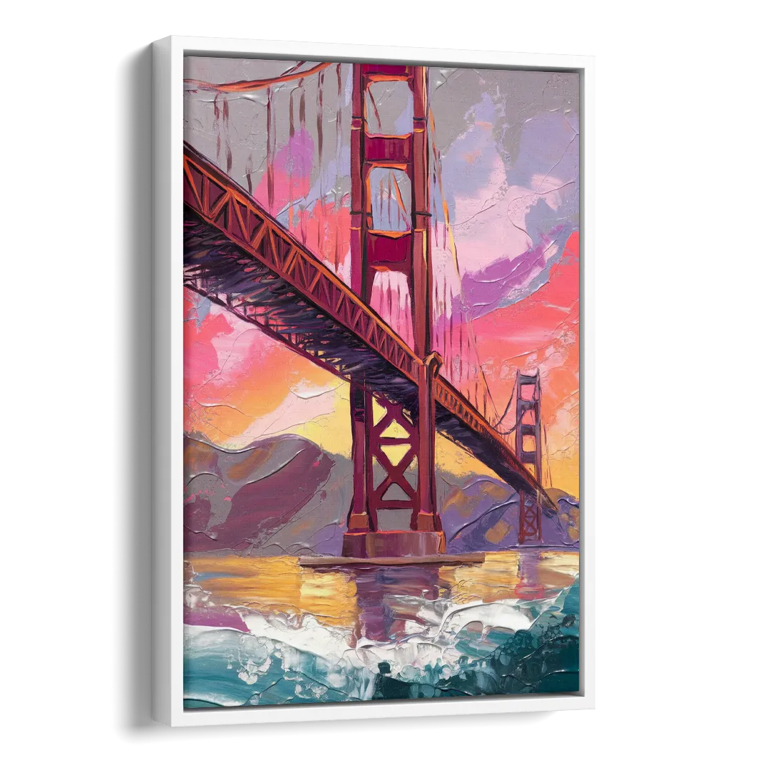 San Francisco Golden Gate Bridge Side - White Canvas Wall Art