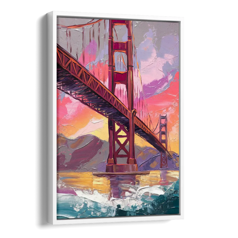 San Francisco Golden Gate Bridge Side - White Canvas Wall Art