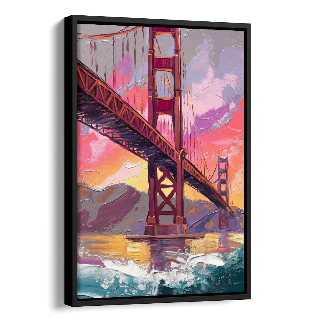 San Francisco Golden Gate Bridge Side - Black Canvas Wall Art