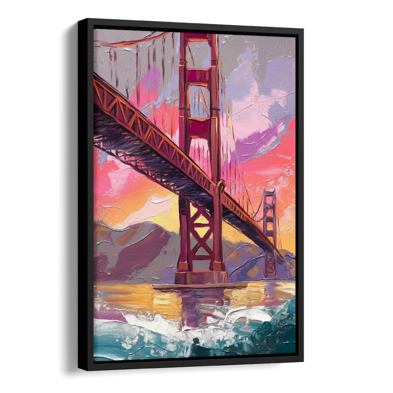 San Francisco Golden Gate Bridge Side - Black Canvas Wall Art