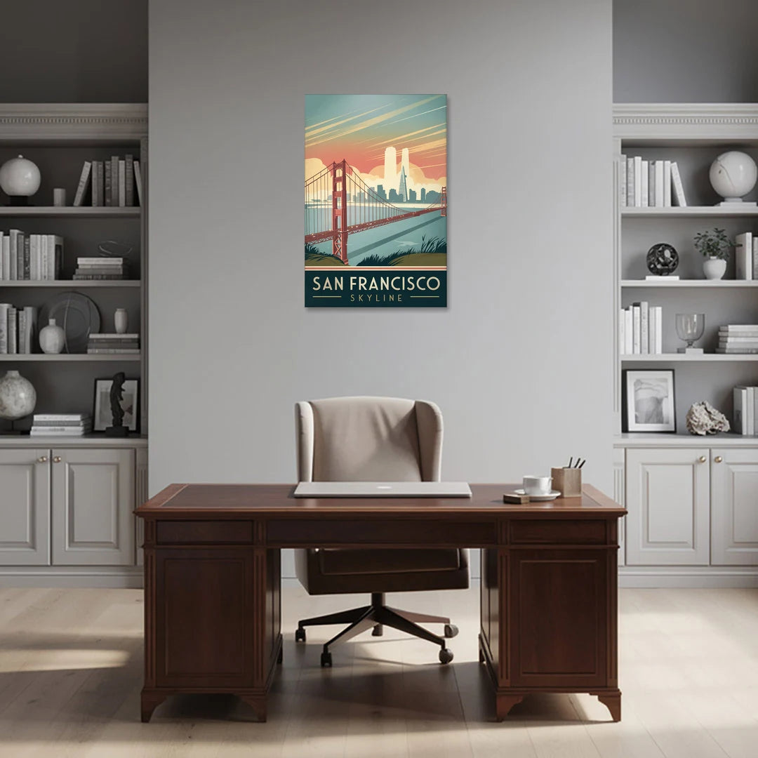 San Francisco Golden Gate Bridge Skyline - Canvas Wall Art - Office - 24x36