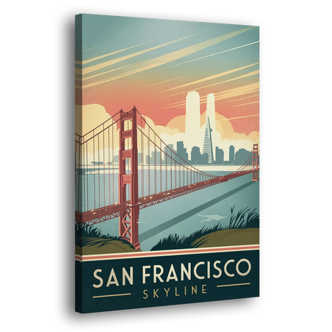 San Francisco Golden Gate Bridge Skyline - Canvas Wall Art - Side