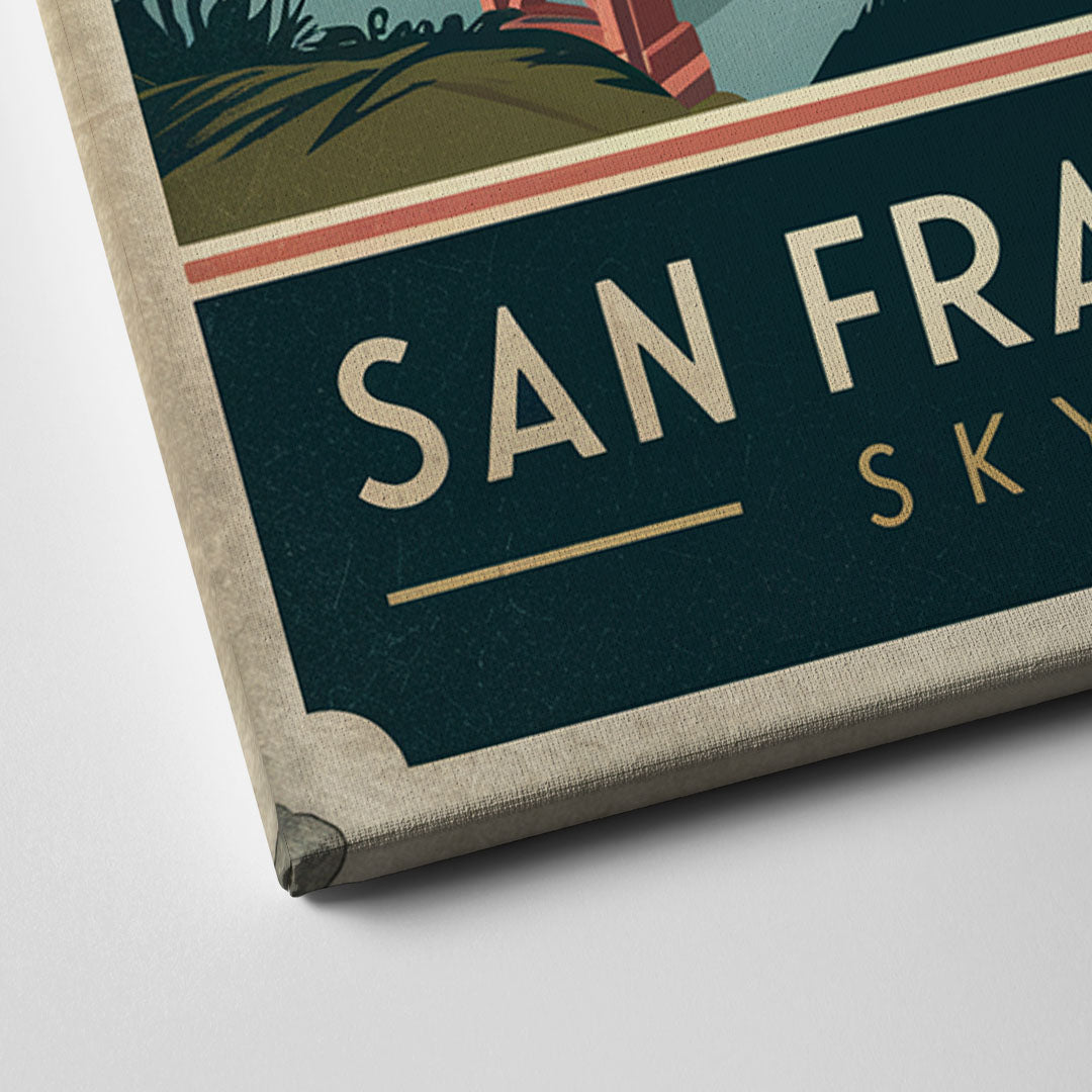 San Francisco Golden Gate Bridge Skyline Canvas Close Up