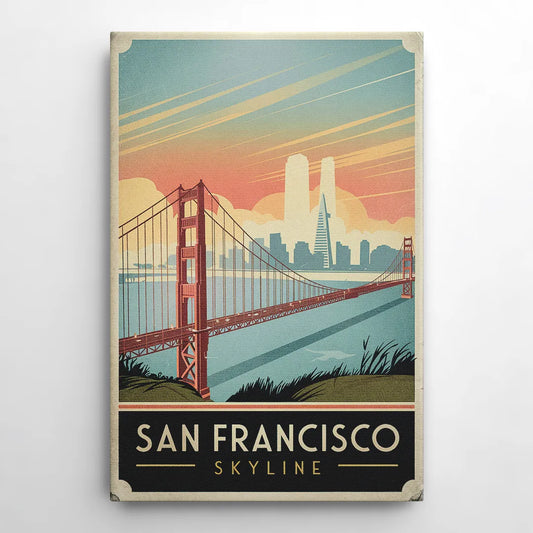 San Francisco Golden Gate Bridge Skyline - Canvas Wall Art