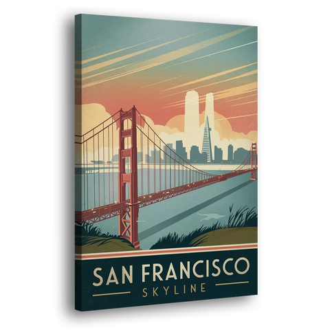 San Francisco Golden Gate Bridge Skyline - Canvas Wall Art