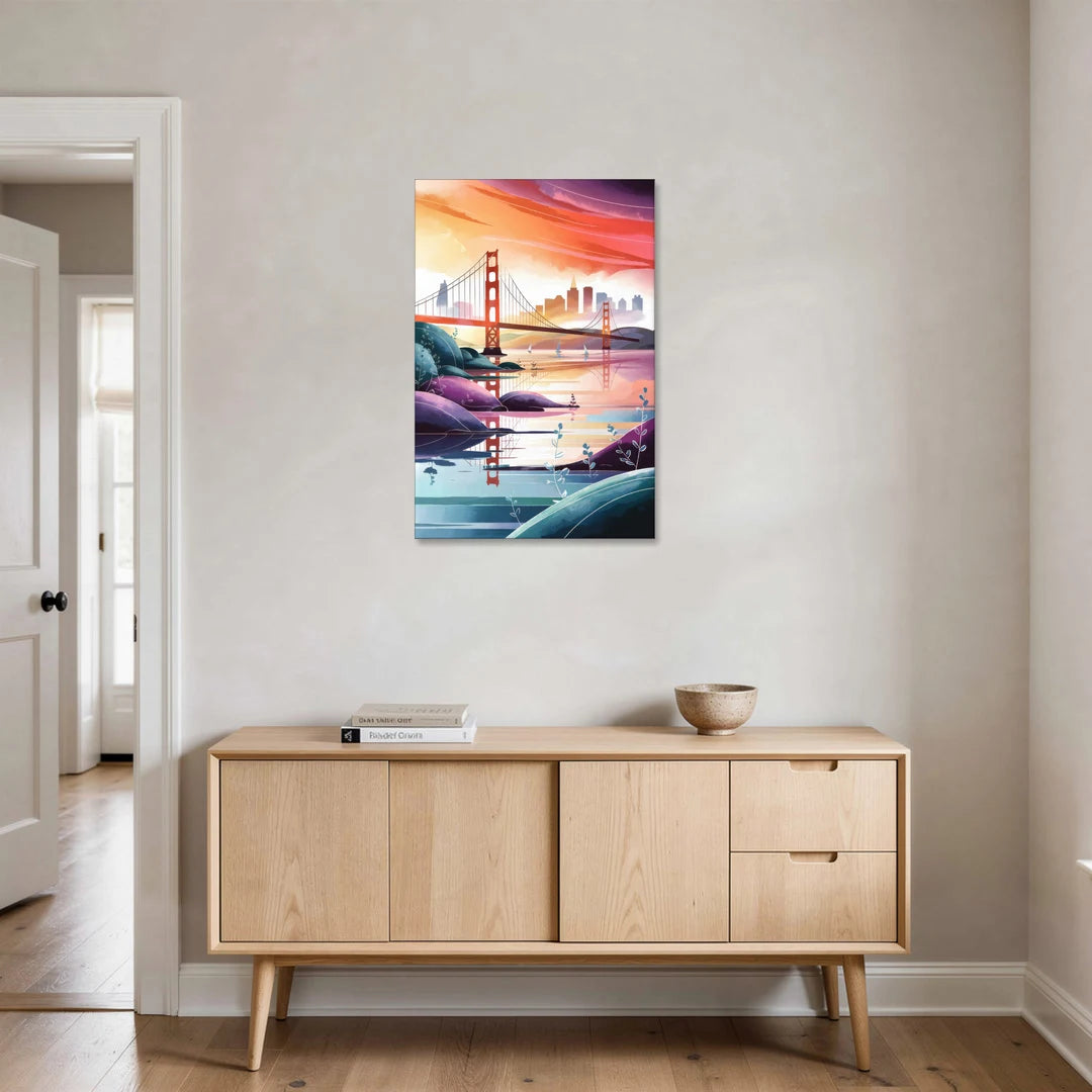San Francisco Golden Gate Reflection - Canvas Wall Art - Coffee Table - 24x36