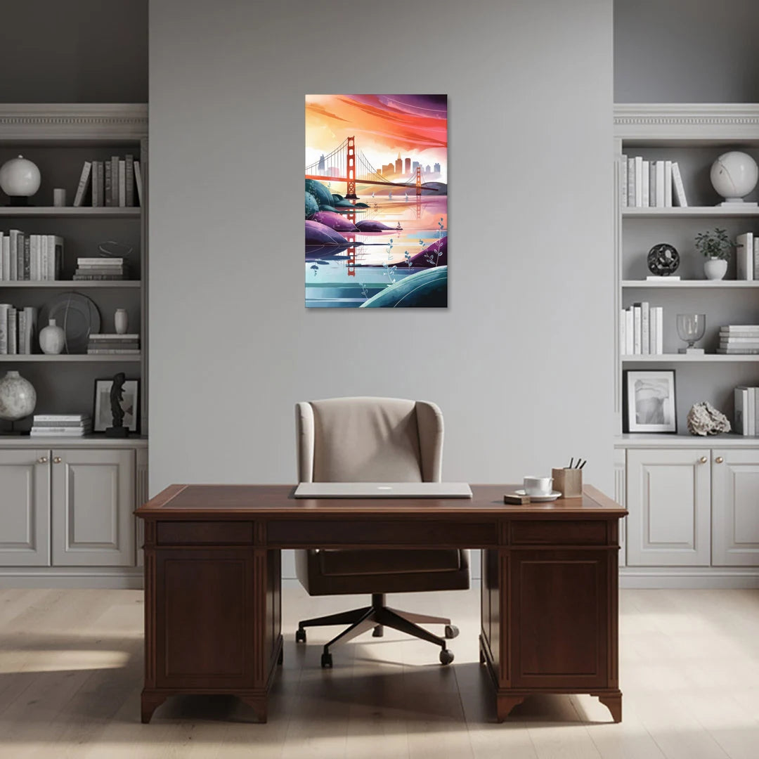 San Francisco Golden Gate Reflection - Canvas Wall Art - Office - 24x36