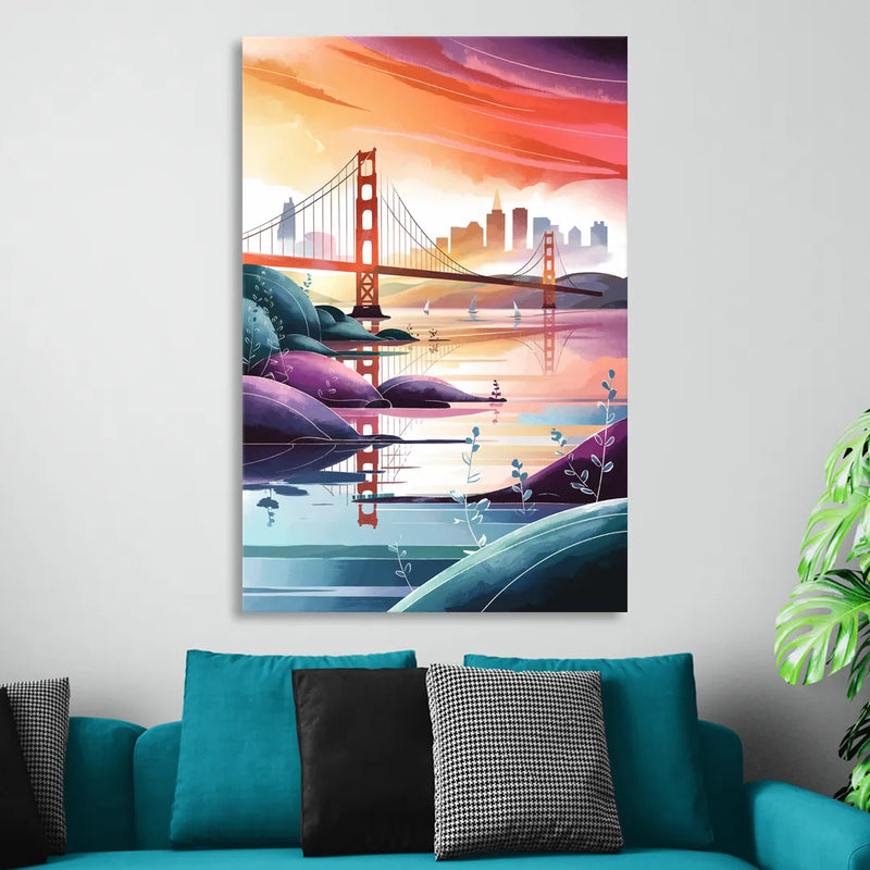 San Francisco Golden Gate Reflection Sitting Room - Canvas Wall Art