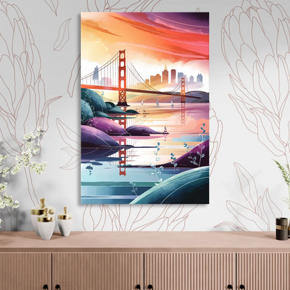 San Francisco Golden Gate Reflection Living Room - Canvas Wall Art