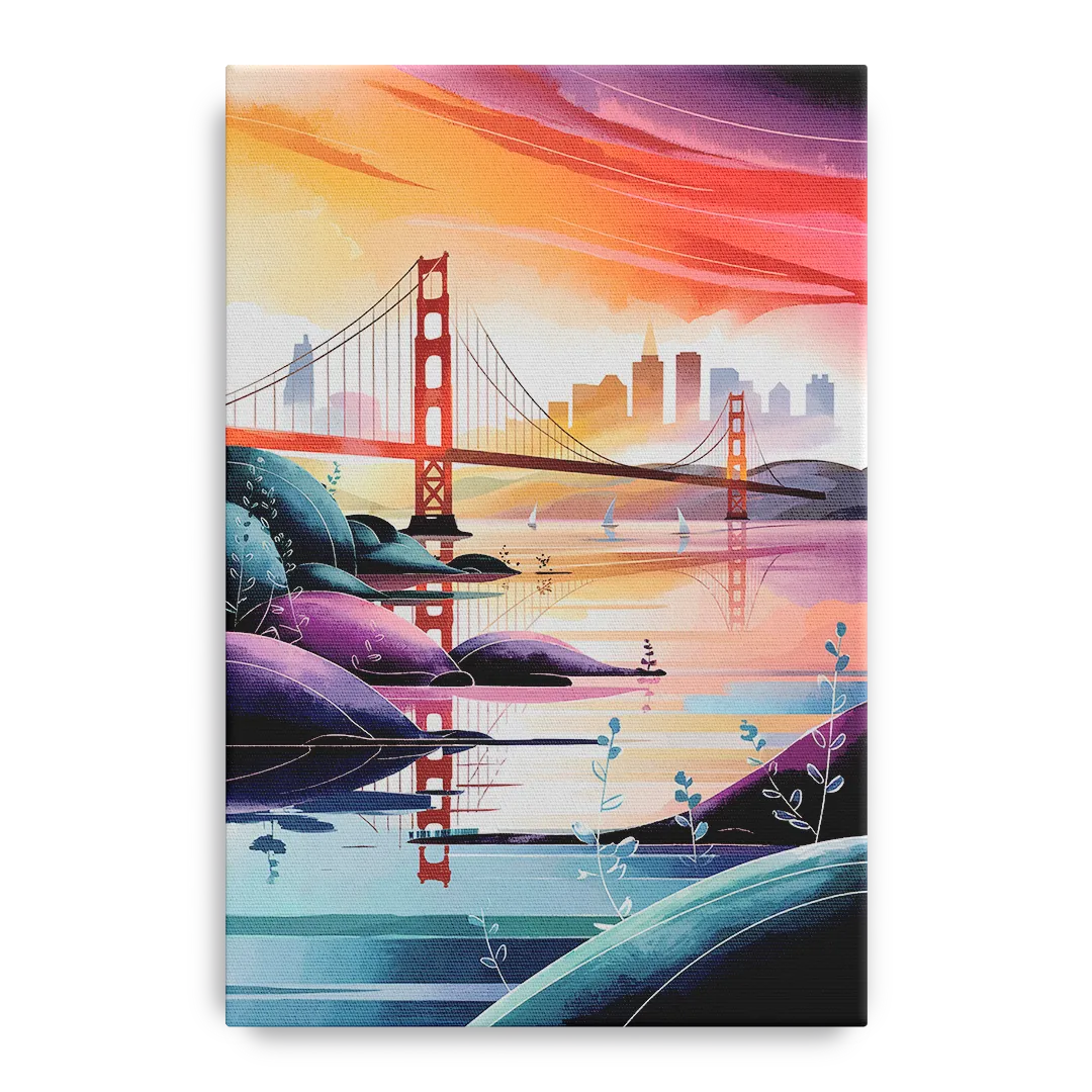 San Francisco Golden Gate Reflection Front - Canvas Wall Art