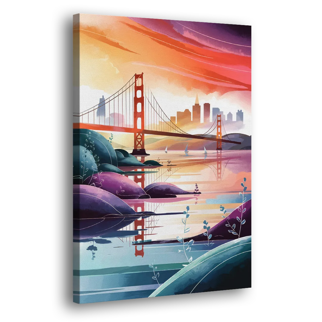San Francisco Golden Gate Reflection Side - Canvas Wall Art