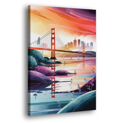 San Francisco Golden Gate Reflection Side - Canvas Wall Art