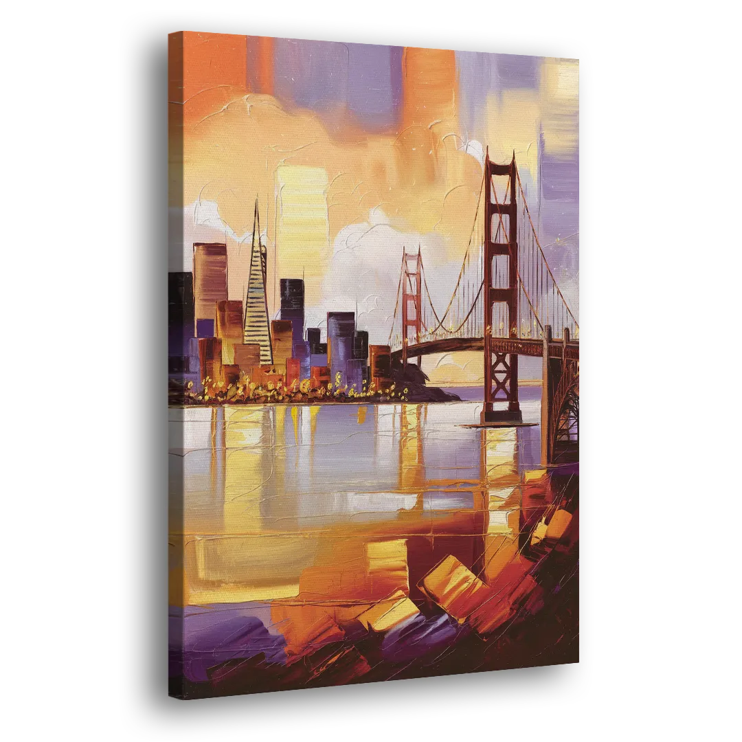 San Francisco Golden Hour Skyline Side - Canvas Wall Art