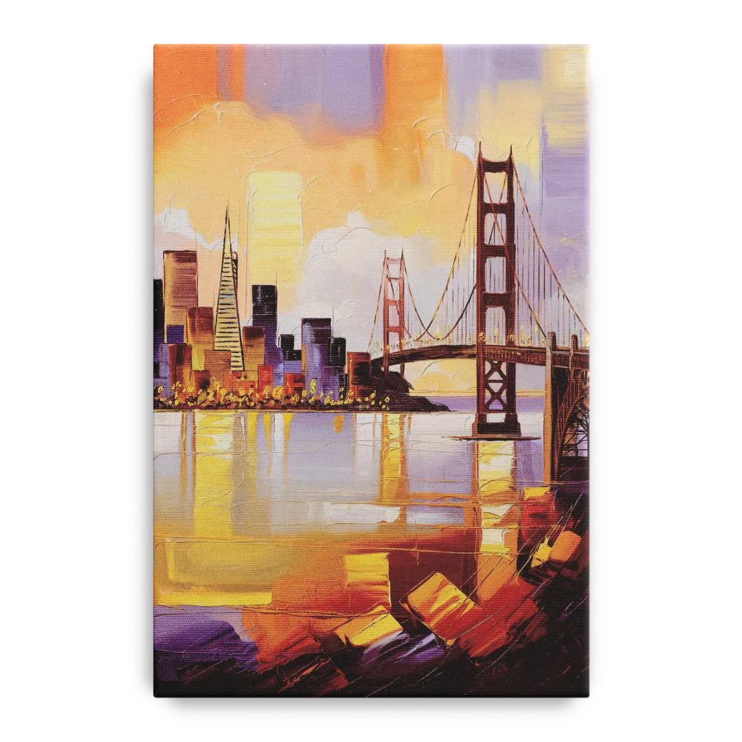 San Francisco Golden Hour Skyline Front - Canvas Wall Art