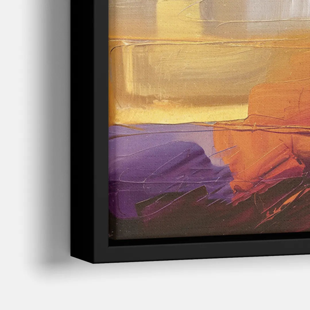 San Francisco Golden Hour Skyline - Close-Up Black Frame Canvas