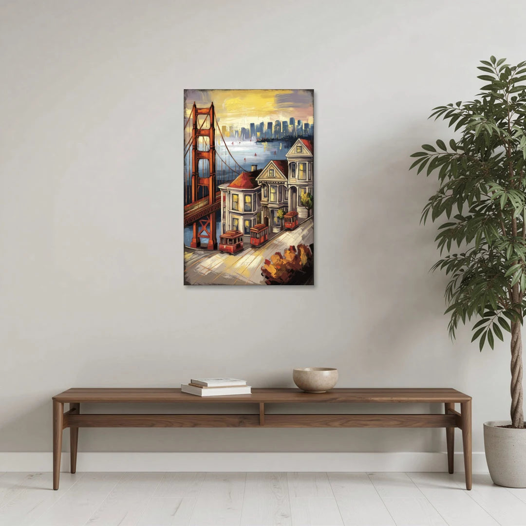 San Francisco Historic Architecture - Canvas Wall Art - Coffee Table - 24x36