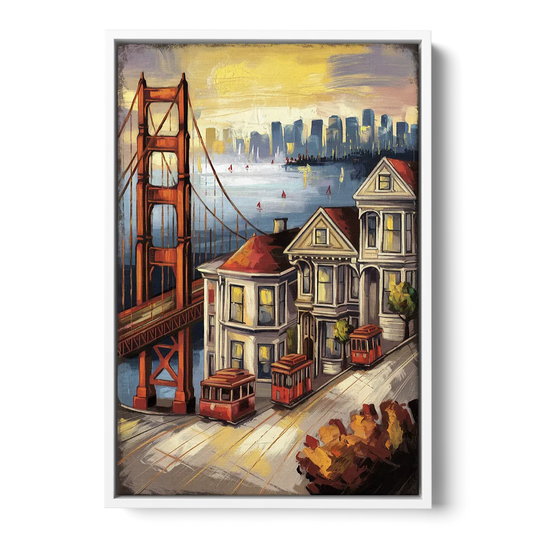 San Francisco Historic Architecture Front - White Canvas Wall Art