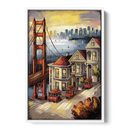 San Francisco Historic Architecture Front - White Canvas Wall Art