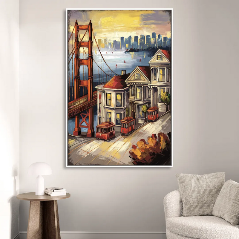 San Francisco Historic Architecture Sitting Room - White Canvas Wall Art